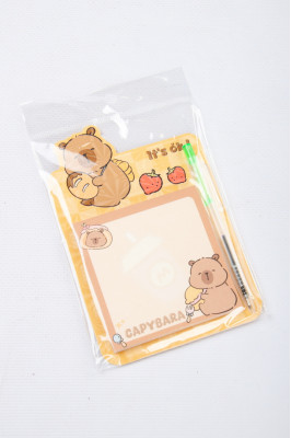 Папір для нотаток, 7,5х7,5 см, 50 аркушів, з ручкою, "Капібара"